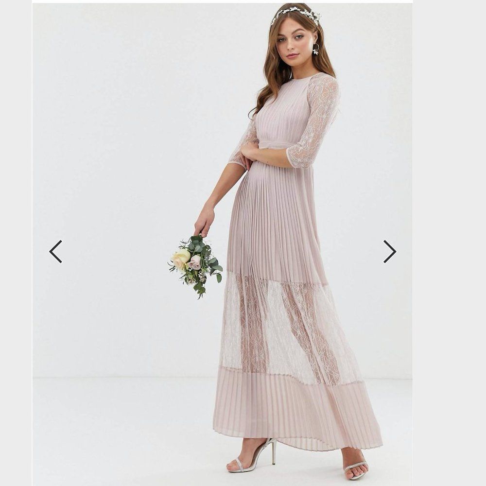 TFNC Pleated Lace Maxi Bridesmaid Dress 6